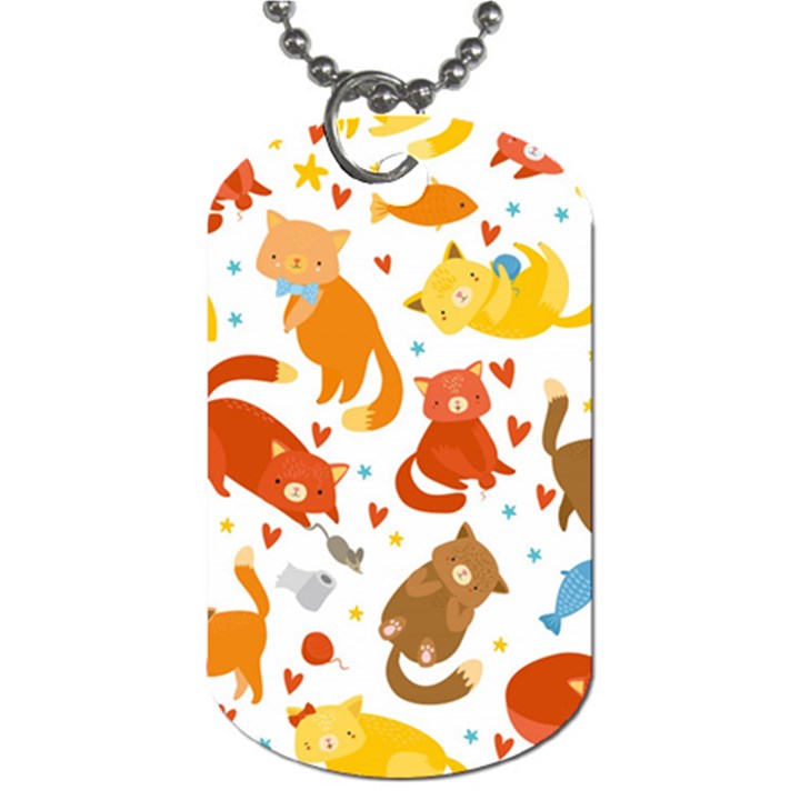 Seamless Pattern With Kittens White Background Dog Tag (Two Sides)