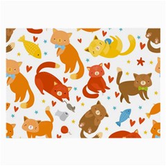 Seamless Pattern With Kittens White Background Large Glasses Cloth