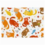 Seamless Pattern With Kittens White Background Large Glasses Cloth Front