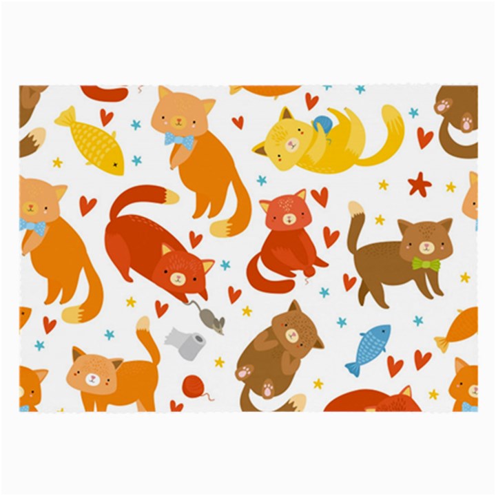 Seamless Pattern With Kittens White Background Large Glasses Cloth