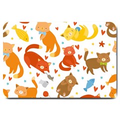 Seamless Pattern With Kittens White Background Large Doormat  by Jancukart