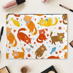 Seamless Pattern With Kittens White Background Cosmetic Bag (xl) by Jancukart