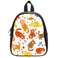 Seamless Pattern With Kittens White Background School Bag (small)