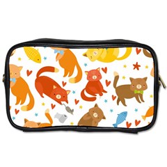 Seamless Pattern With Kittens White Background Toiletries Bag (one Side)