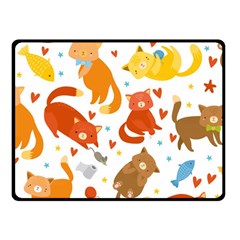 Seamless Pattern With Kittens White Background Fleece Blanket (small) by Jancukart