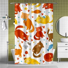 Seamless Pattern With Kittens White Background Shower Curtain 48  X 72  (small)  by Jancukart