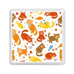 Seamless Pattern With Kittens White Background Memory Card Reader (square)