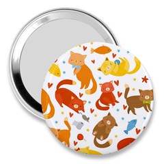 Seamless Pattern With Kittens White Background 3  Handbag Mirrors