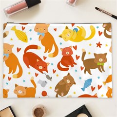 Seamless Pattern With Kittens White Background Cosmetic Bag (xxl)