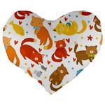 Seamless Pattern With Kittens White Background Large 19  Premium Heart Shape Cushions Back