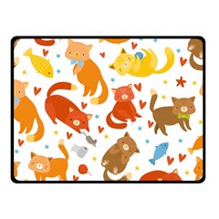 Seamless Pattern With Kittens White Background Double Sided Fleece Blanket (small) 