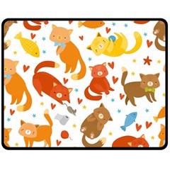 Seamless Pattern With Kittens White Background Double Sided Fleece Blanket (medium) 