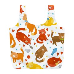 Seamless Pattern With Kittens White Background Full Print Recycle Bag (l)