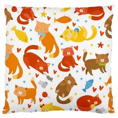 Seamless Pattern With Kittens White Background Standard Flano Cushion Case (two Sides)