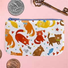 Seamless Pattern With Kittens White Background Large Coin Purse