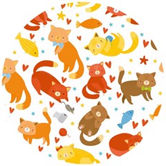 Seamless Pattern With Kittens White Background Wooden Puzzle Round