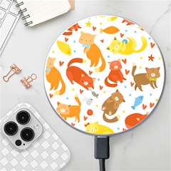 Seamless Pattern With Kittens White Background Wireless Charger