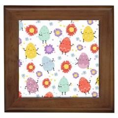 Easter Seamless Pattern With Cute Eggs Flowers Framed Tile