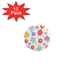 Easter Seamless Pattern With Cute Eggs Flowers 1  Mini Magnet (10 Pack) 