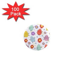 Easter Seamless Pattern With Cute Eggs Flowers 1  Mini Magnets (100 Pack) 