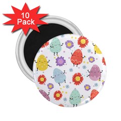 Easter Seamless Pattern With Cute Eggs Flowers 2 25  Magnets (10 Pack) 