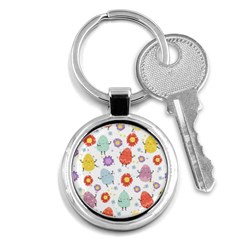 Easter Seamless Pattern With Cute Eggs Flowers Key Chain (round) by Jancukart