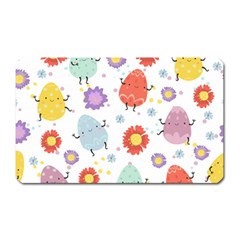 Easter Seamless Pattern With Cute Eggs Flowers Magnet (rectangular) by Jancukart