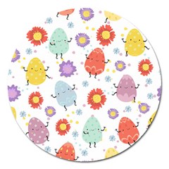 Easter Seamless Pattern With Cute Eggs Flowers Magnet 5  (round)