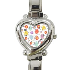 Easter Seamless Pattern With Cute Eggs Flowers Heart Italian Charm Watch by Jancukart