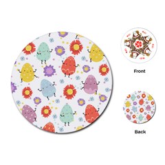 Easter Seamless Pattern With Cute Eggs Flowers Playing Cards Single Design (round)