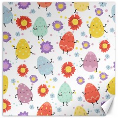 Easter Seamless Pattern With Cute Eggs Flowers Canvas 12  X 12  by Jancukart