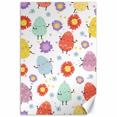 Easter Seamless Pattern With Cute Eggs Flowers Canvas 24  X 36  by Jancukart