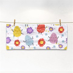 Easter Seamless Pattern With Cute Eggs Flowers Hand Towel