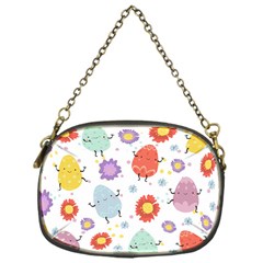 Easter Seamless Pattern With Cute Eggs Flowers Chain Purse (one Side)