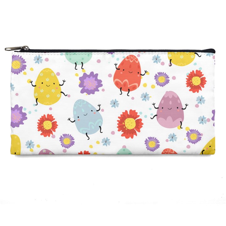 Easter Seamless Pattern With Cute Eggs Flowers Pencil Case