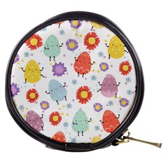 Easter Seamless Pattern With Cute Eggs Flowers Mini Makeup Bag