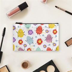 Easter Seamless Pattern With Cute Eggs Flowers Cosmetic Bag (small)