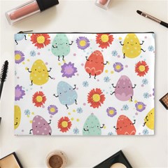 Easter Seamless Pattern With Cute Eggs Flowers Cosmetic Bag (xl)