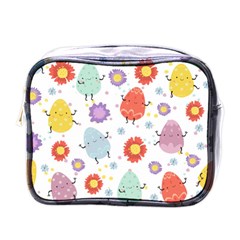 Easter Seamless Pattern With Cute Eggs Flowers Mini Toiletries Bag (one Side) by Jancukart