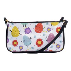 Easter Seamless Pattern With Cute Eggs Flowers Shoulder Clutch Bag