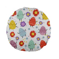 Easter Seamless Pattern With Cute Eggs Flowers Standard 15  Premium Round Cushions