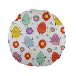 Easter Seamless Pattern With Cute Eggs Flowers Standard 15  Premium Round Cushions Back