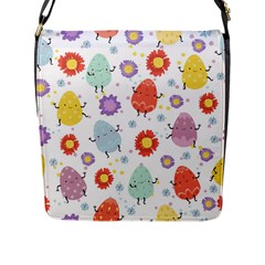 Easter Seamless Pattern With Cute Eggs Flowers Flap Closure Messenger Bag (l) by Jancukart