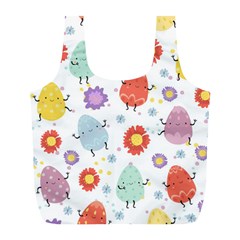 Easter Seamless Pattern With Cute Eggs Flowers Full Print Recycle Bag (l)