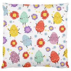 Easter Seamless Pattern With Cute Eggs Flowers Large Flano Cushion Case (one Side)