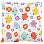 Easter Seamless Pattern With Cute Eggs Flowers Large Flano Cushion Case (One Side) Front