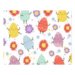 Easter Seamless Pattern With Cute Eggs Flowers Double Sided Flano Blanket (large)  by Jancukart