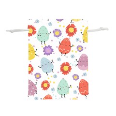 Easter Seamless Pattern With Cute Eggs Flowers Lightweight Drawstring Pouch (m) by Jancukart