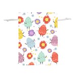 Easter Seamless Pattern With Cute Eggs Flowers Lightweight Drawstring Pouch (M) Back