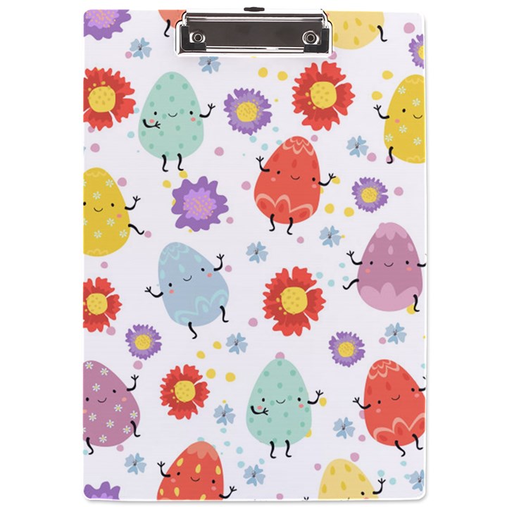 Easter Seamless Pattern With Cute Eggs Flowers A4 Clipboard